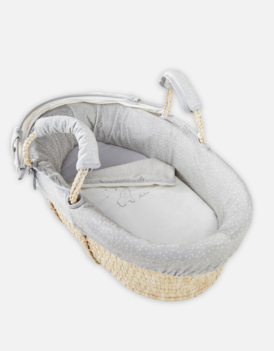 Couffin en Veloudoux ® gris étoilé brodé Anna & Milo
