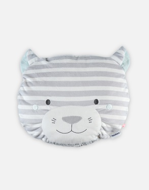 Striped light grey Veloudoux Milo pillow with removable case from the Anna & Milo collection
