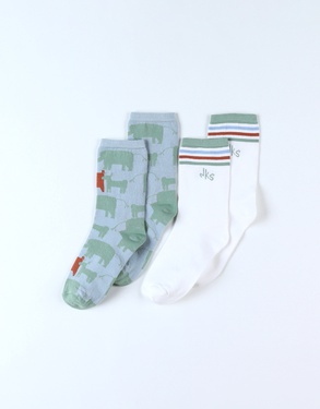 Set de 2 paires de chaussettes, écru/multicolore