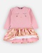 Bi-material dress, dusty pink