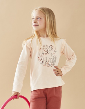 Long-sleeved t-shirt with bambi print, light pink