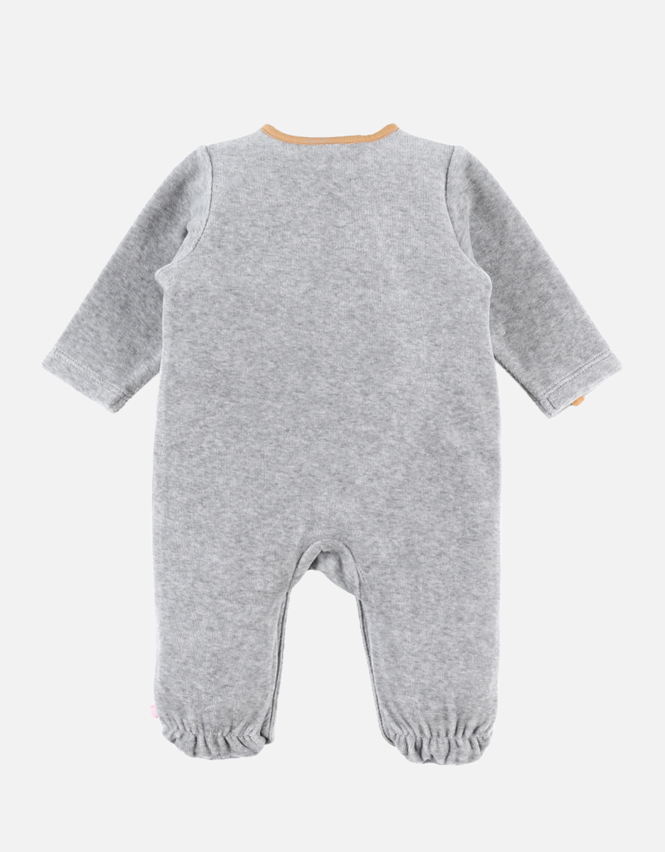 1-delige fluwelen Babou pyjama, grijs