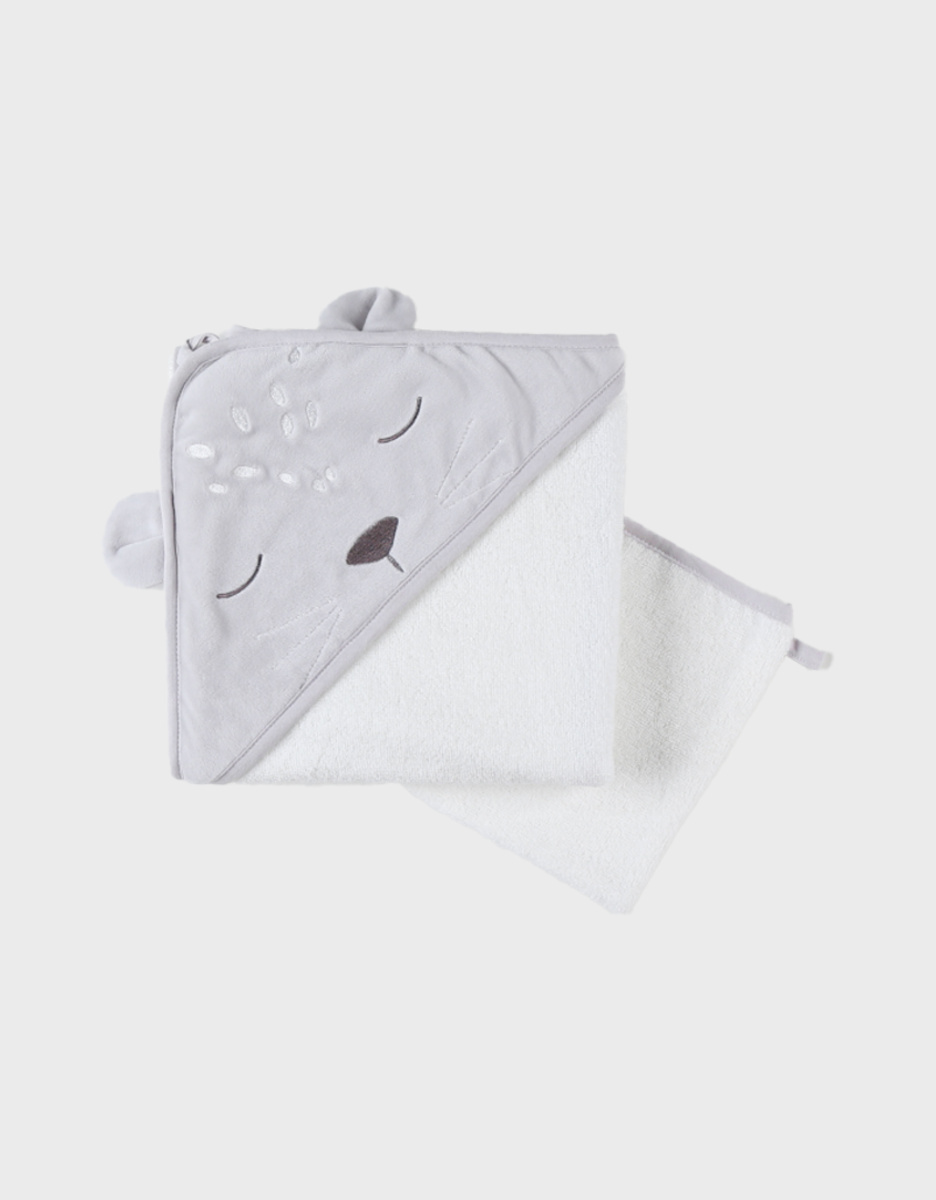 Terry and Veloudoux Kendi bath set, off-white/light grey