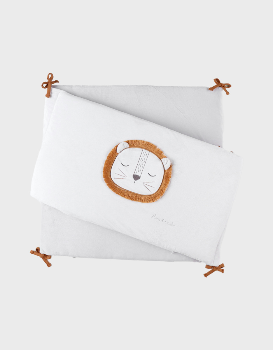 Veloudoux Babou & Kendi bed bumper, off-white/light grey
