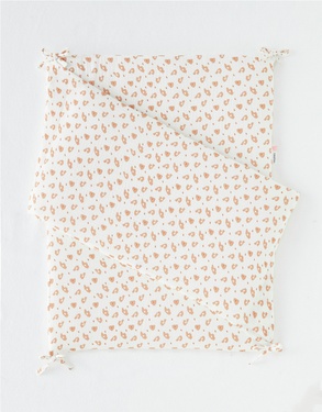 Cotton muslin leopard print bed bumper, off-white/terracotta