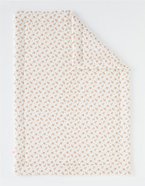 Cotton muslin leopard print blanket, off-white/terracotta