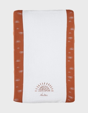 Changing pad with elasticated terry cover, off-white/caramel