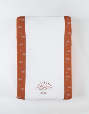 Changing pad with elasticated terry cover, off-white/caramel
