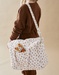 Padded muslin diaper bag with leopard print, off-white/terracotta