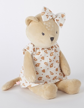 Large Veloudoux and muslin Kendi soft toy, beige/terracotta