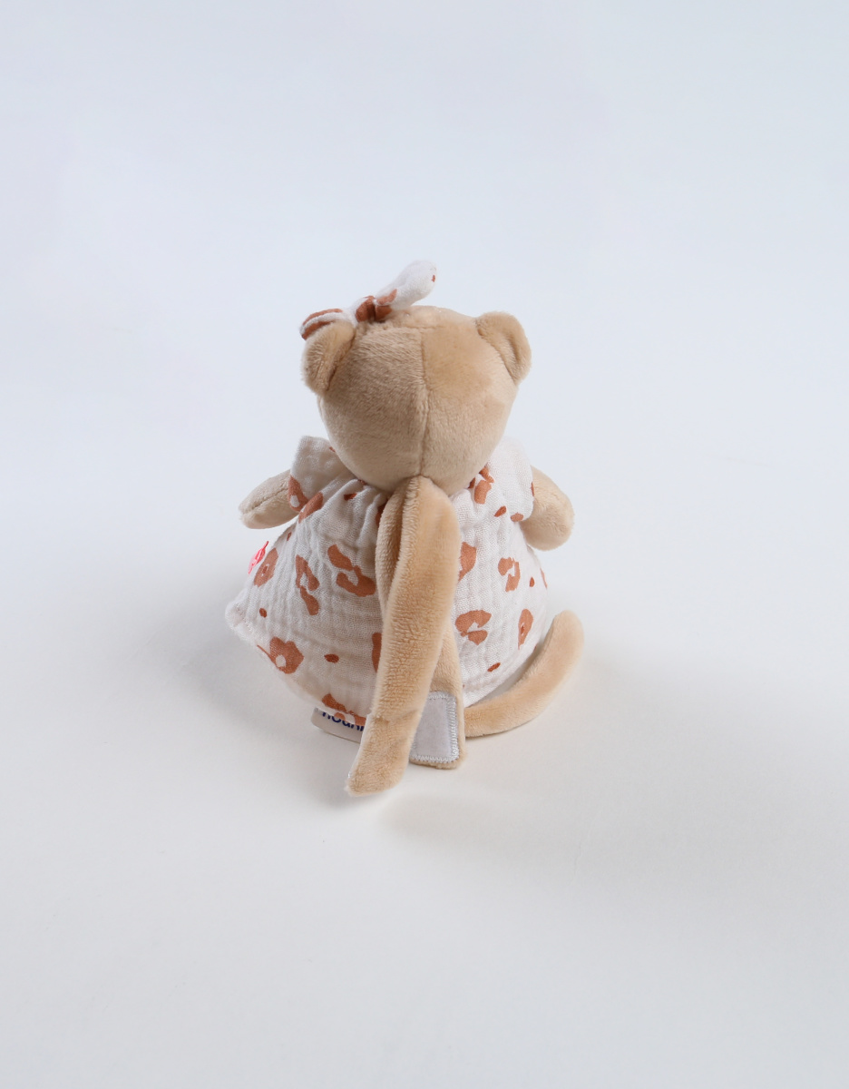 Veloudoux mini musical Kendi soft toy, beige/terracotta