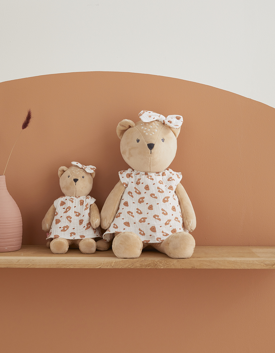 Peluche small Kendi en Veloudoux, beige/terracotta