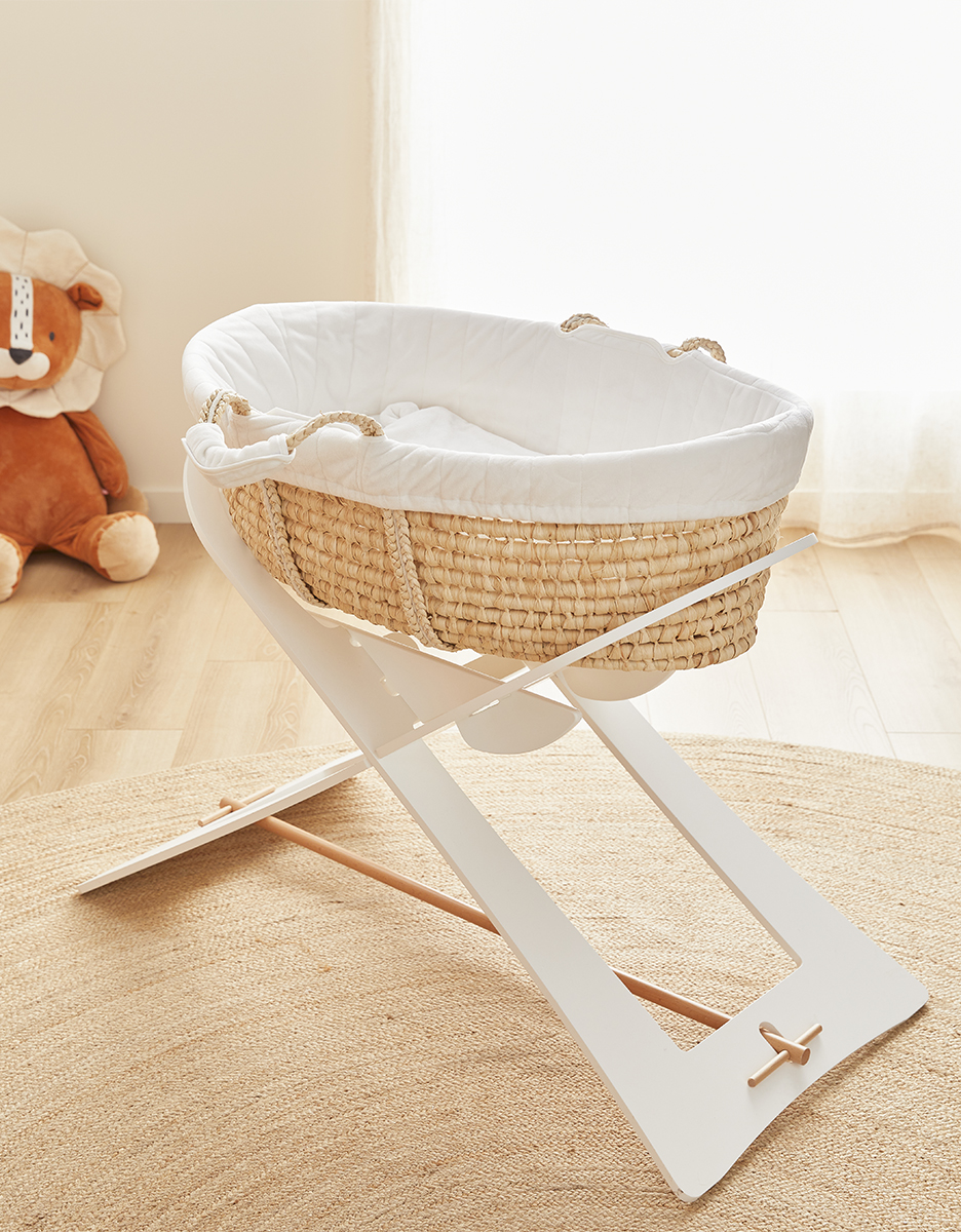 Veloudoux® Babou & Kendi moses basket, off-white