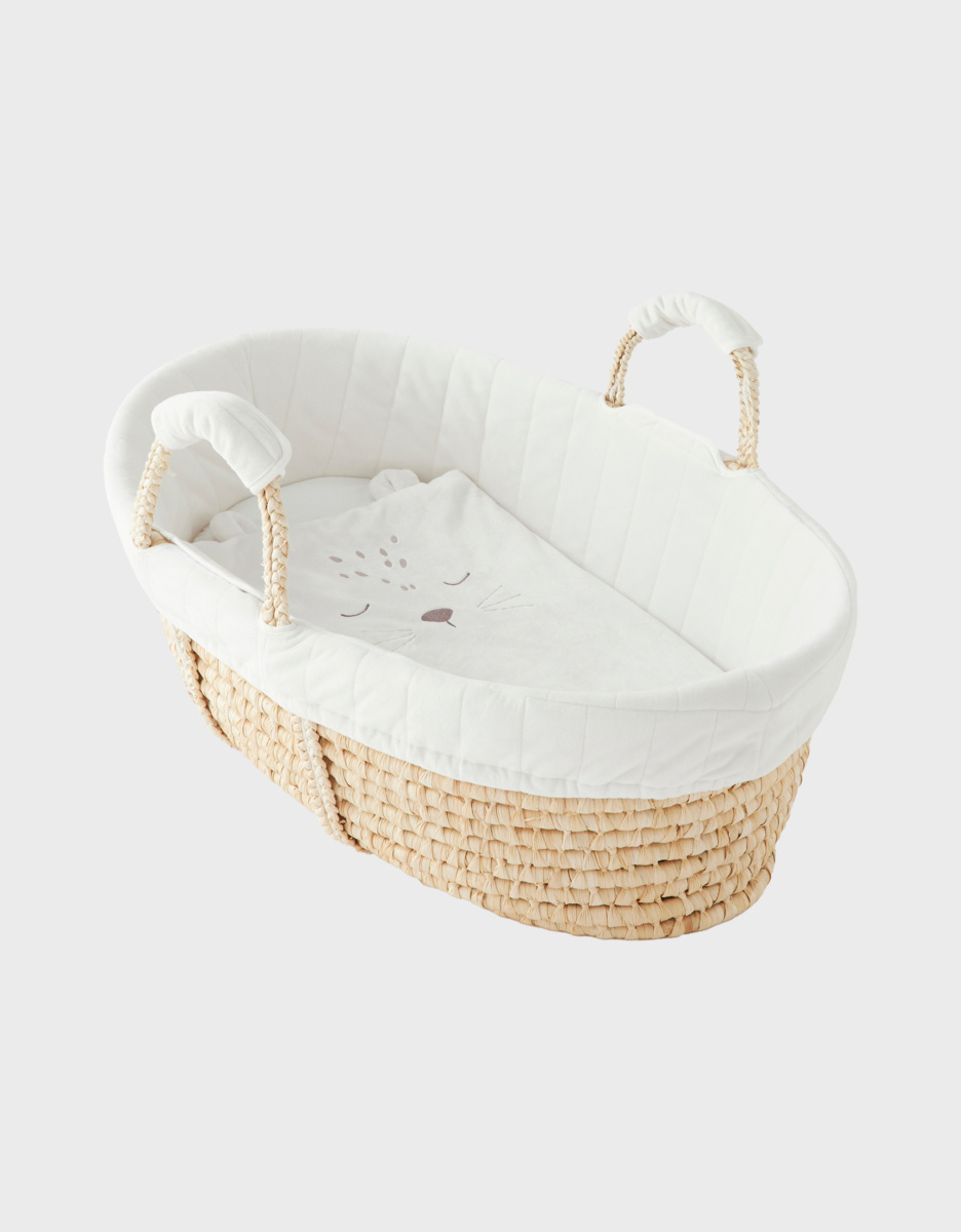 Veloudoux® Babou & Kendi moses basket, off-white