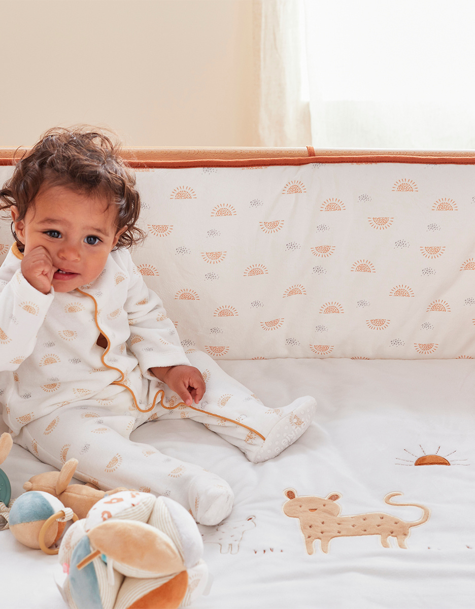 Veloudoux playpen mat with bumpers, off-white/light grey