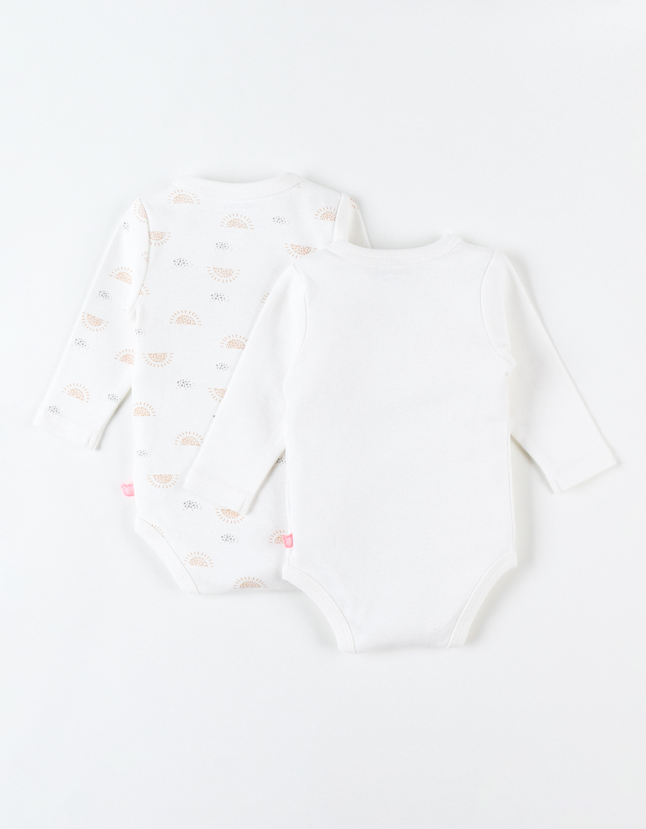 Set with 2 crossover bodysuits, off-white