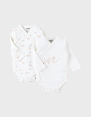 Pack with 2 crossover bodysuits, off-white