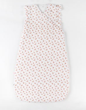 Padded muslin leopard print 100 cm sleeping bag, off-white/terracotta