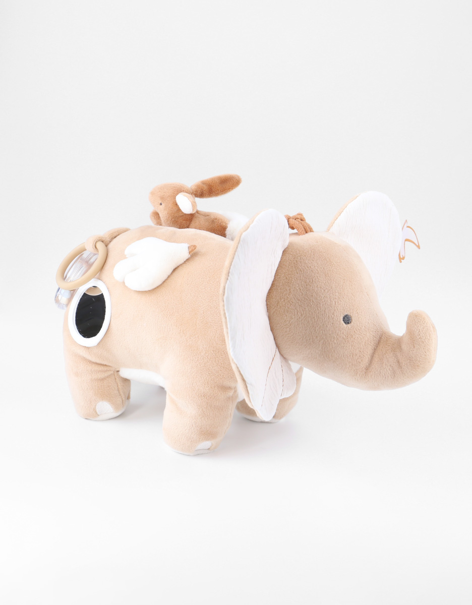 Veloudoux and muslin Babou activity soft toy, caramel