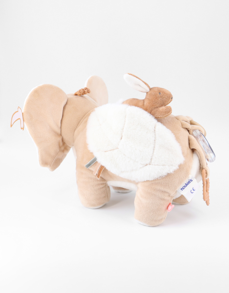 Veloudoux and muslin Babou activity soft toy, caramel