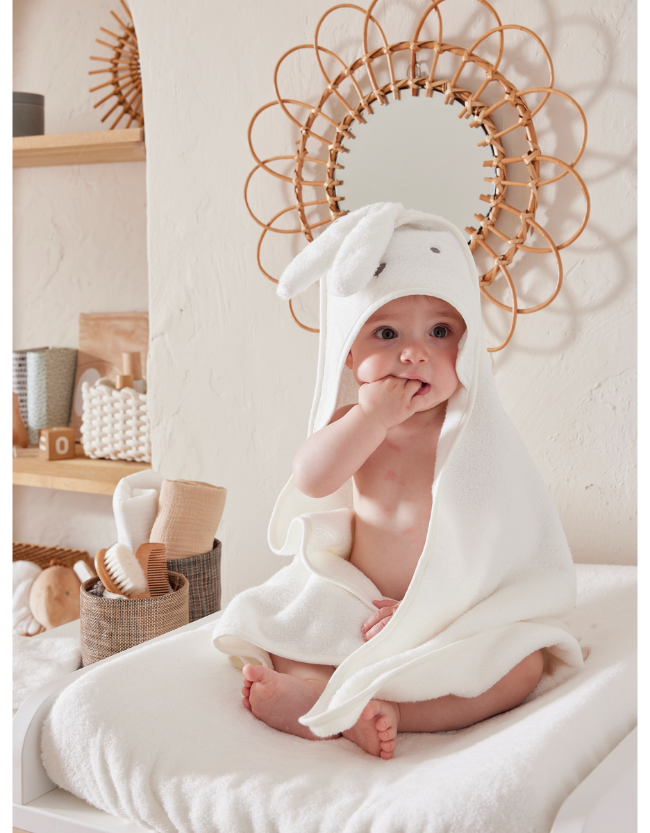 Cape De Bain Fluffy NOUKIE’S Pour Bébé - Épaisse, Capuche Et Gant Inclus - Douce Et Absorbante Dès La Naissance