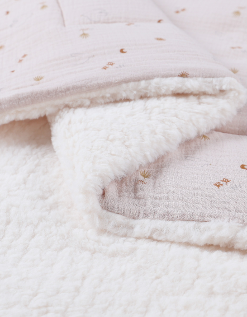 Couverture 100X140cm, Mousseline de coton & Sherpa