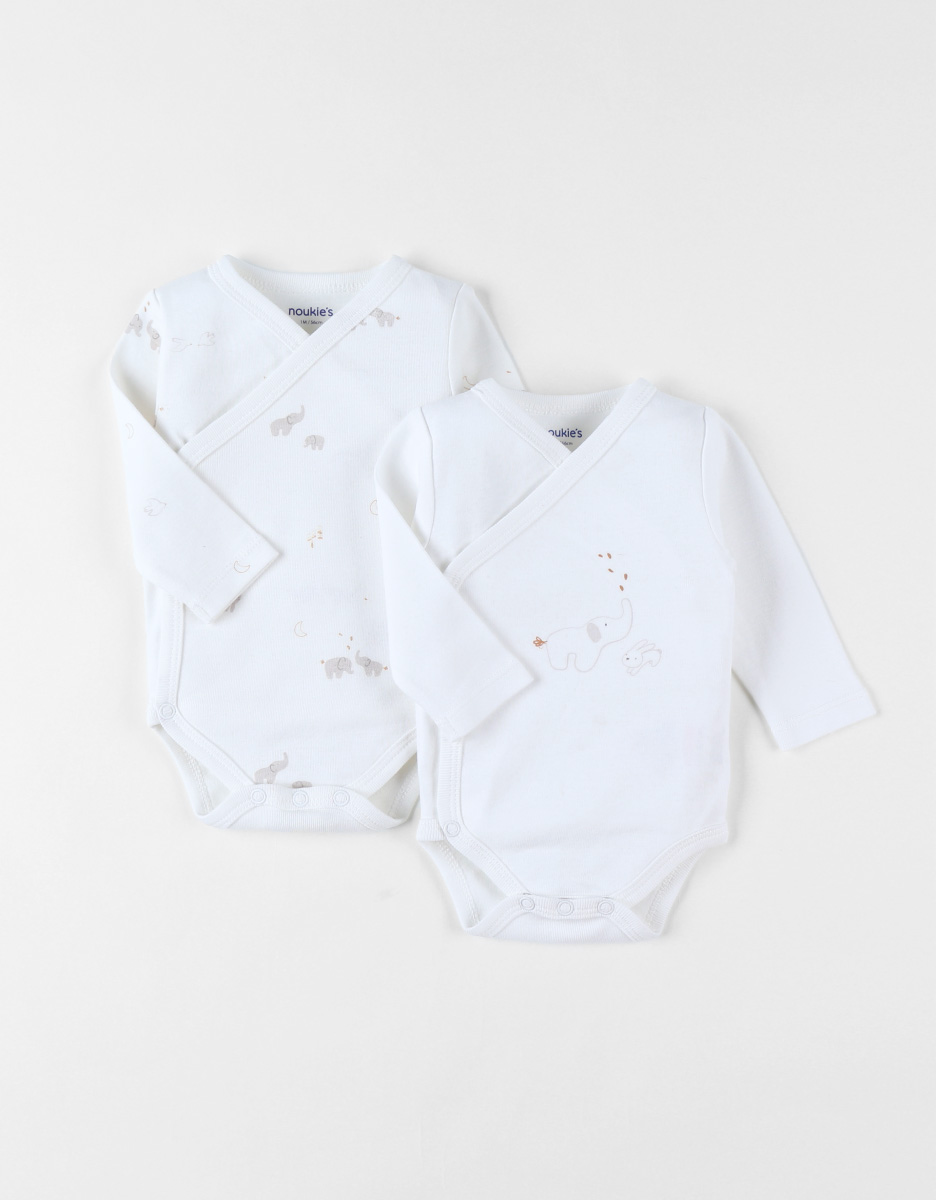 Set of 2 crossover bodysuits, Organic Jersey