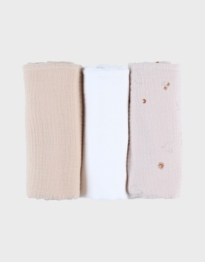 Set of 3 swaddles 70x70cm, muslin