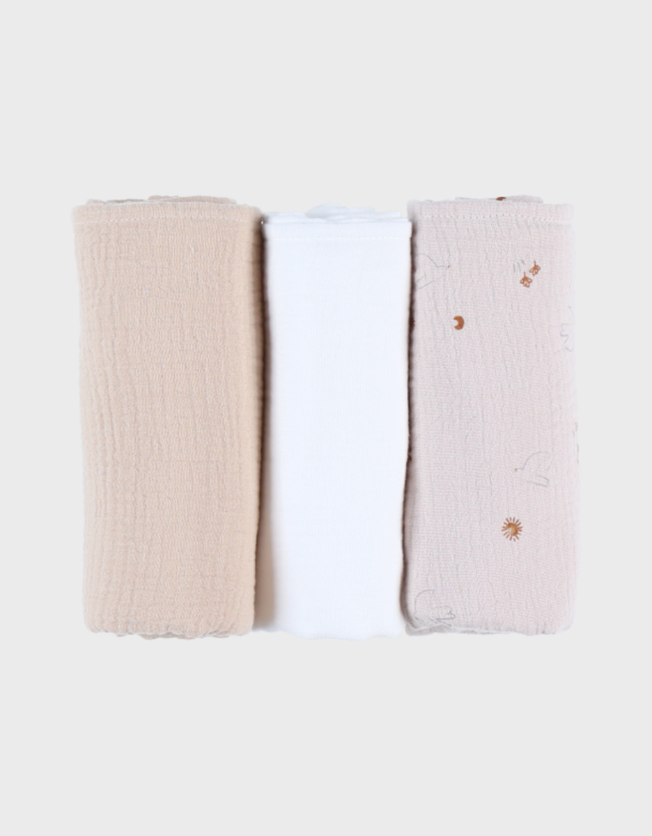Set van 3 luierdoeken 70x70cm, mousseline
