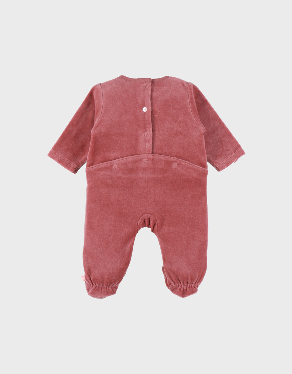 Baby pyjama van fuchsia velours met slakje
