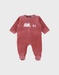 Fuchsia velours baby pyjama met geborduurde slak
