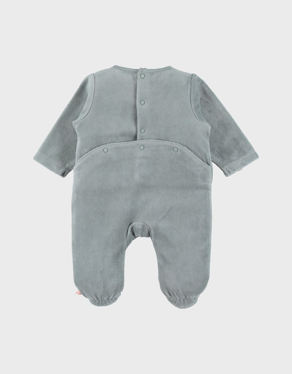 Groene velours pyjama met geborduurde leeuw

