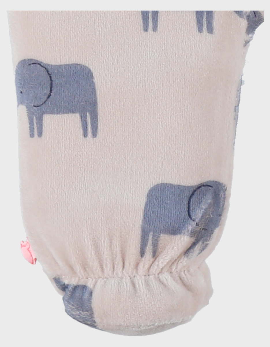 Beige velours pyjama met Bali olifantprint
