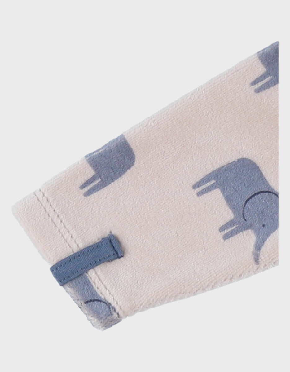 Beige velours pyjama met Bali olifantprint
