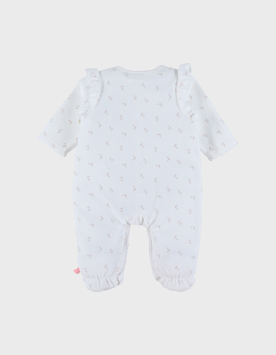 Witte velours pyjama met ruches
