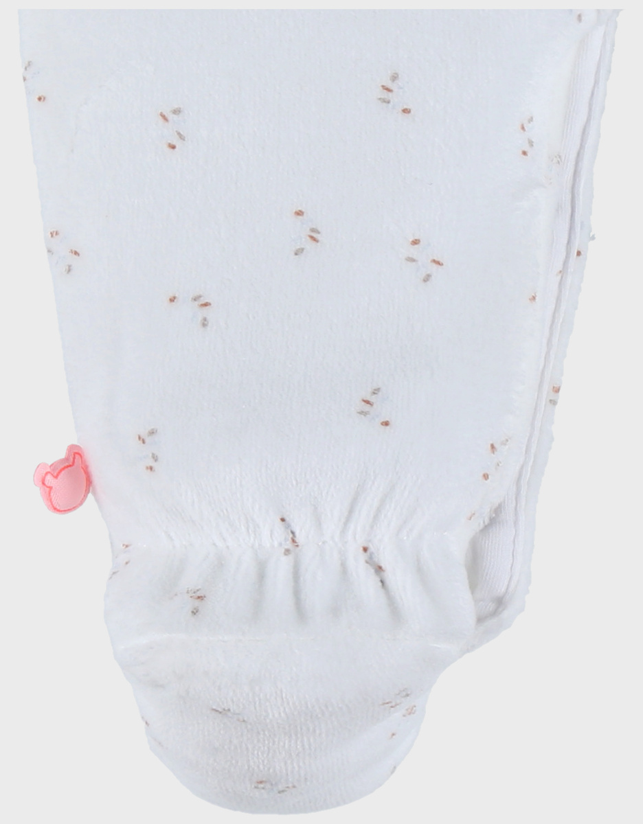 Witte velours pyjama met ruches