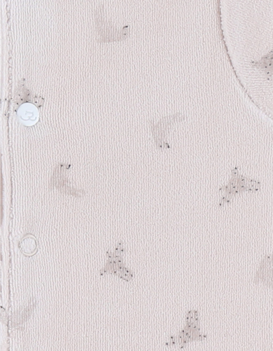 Ivoorkleurige babypyjama met zeehondenprint in fluweel
