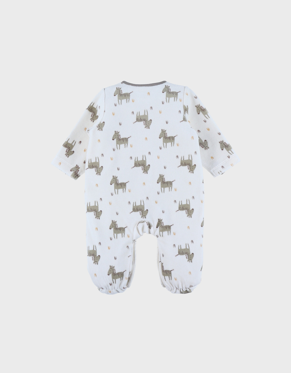 Babypyjama met wit fluwelen motief
