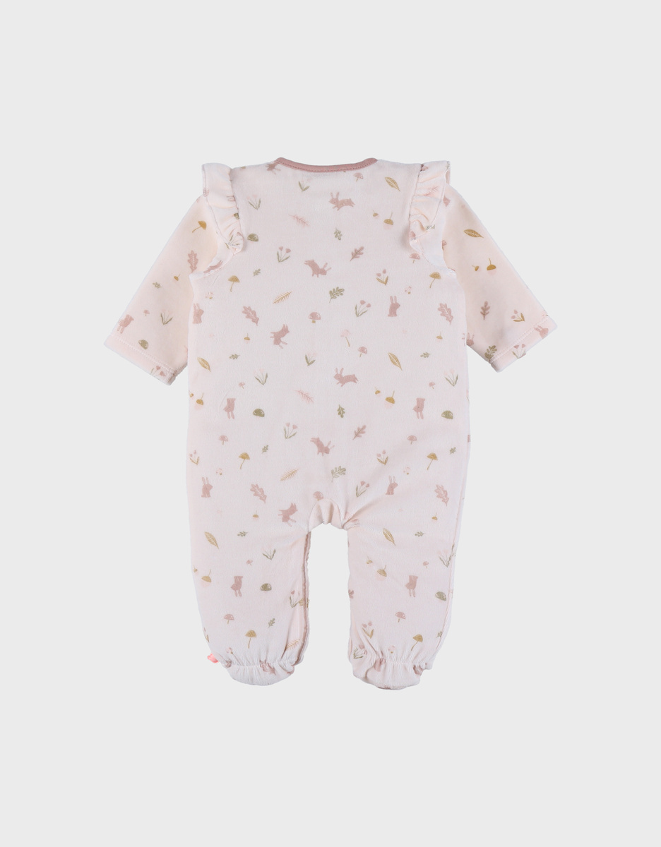 Roze velours pyjama met ruches
