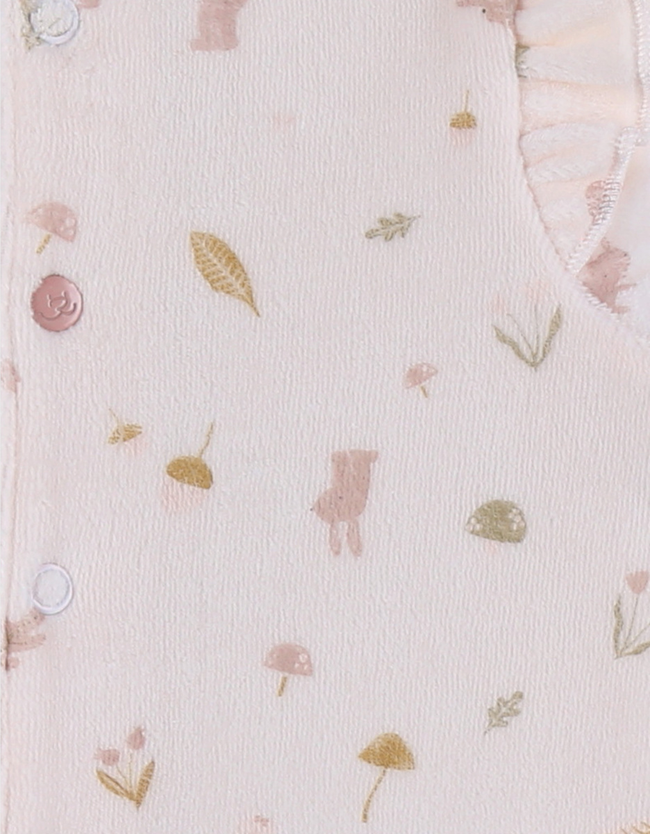 Roze velours pyjama met ruches
