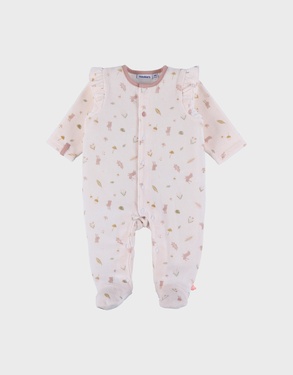 Roze velours pyjama met ruches
