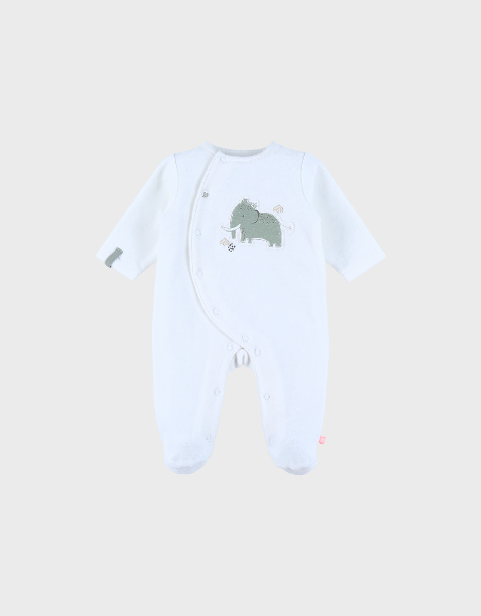 Witte babypyjama's met olifantenborduursel in fluweel
