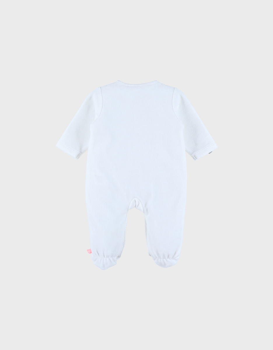 Witte babypyjama's met olifantenborduursel in fluweel
