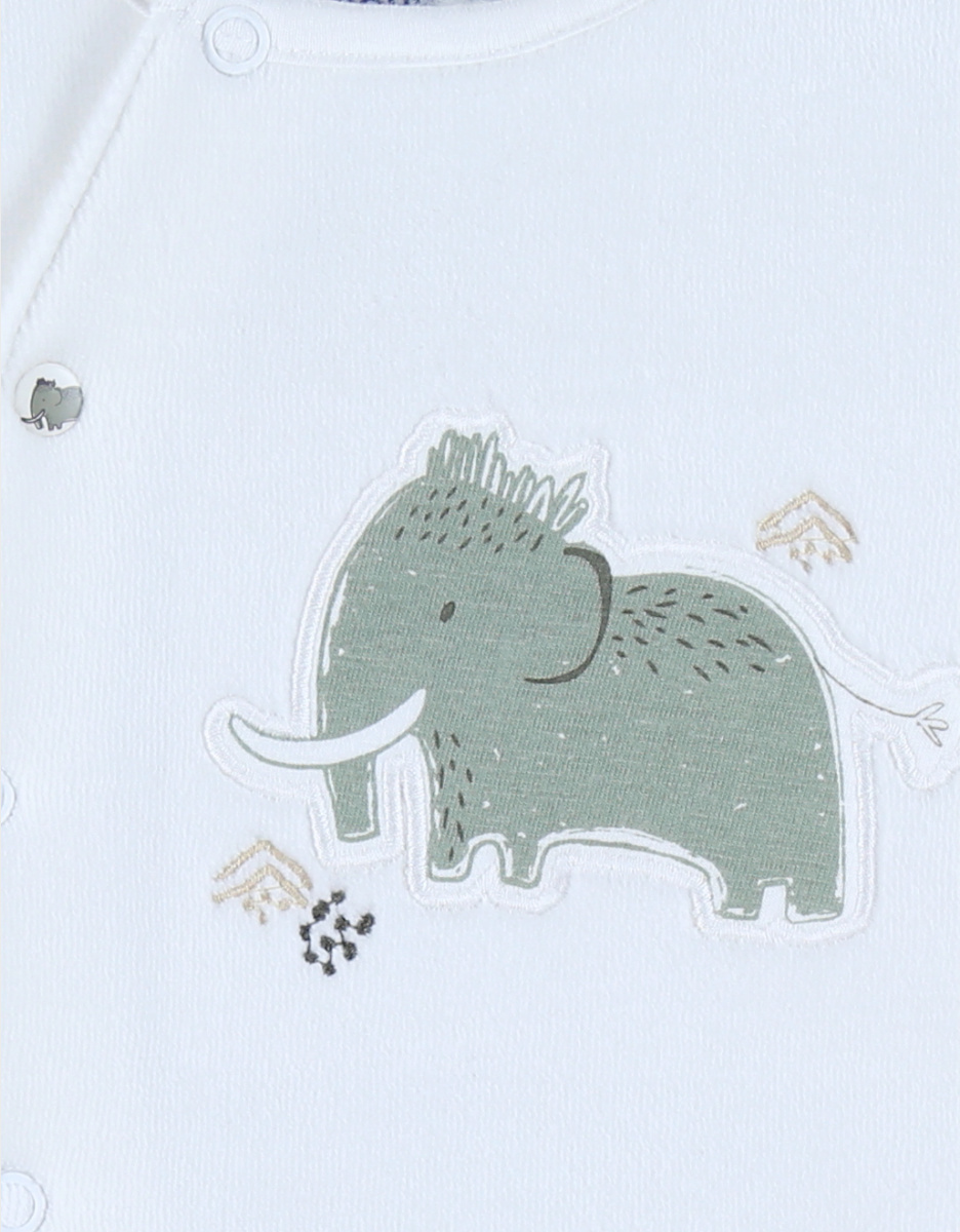 Witte babypyjama's met olifantenborduursel in fluweel

