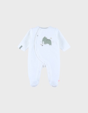 Witte babypyjama's met olifantenborduursel in fluweel
