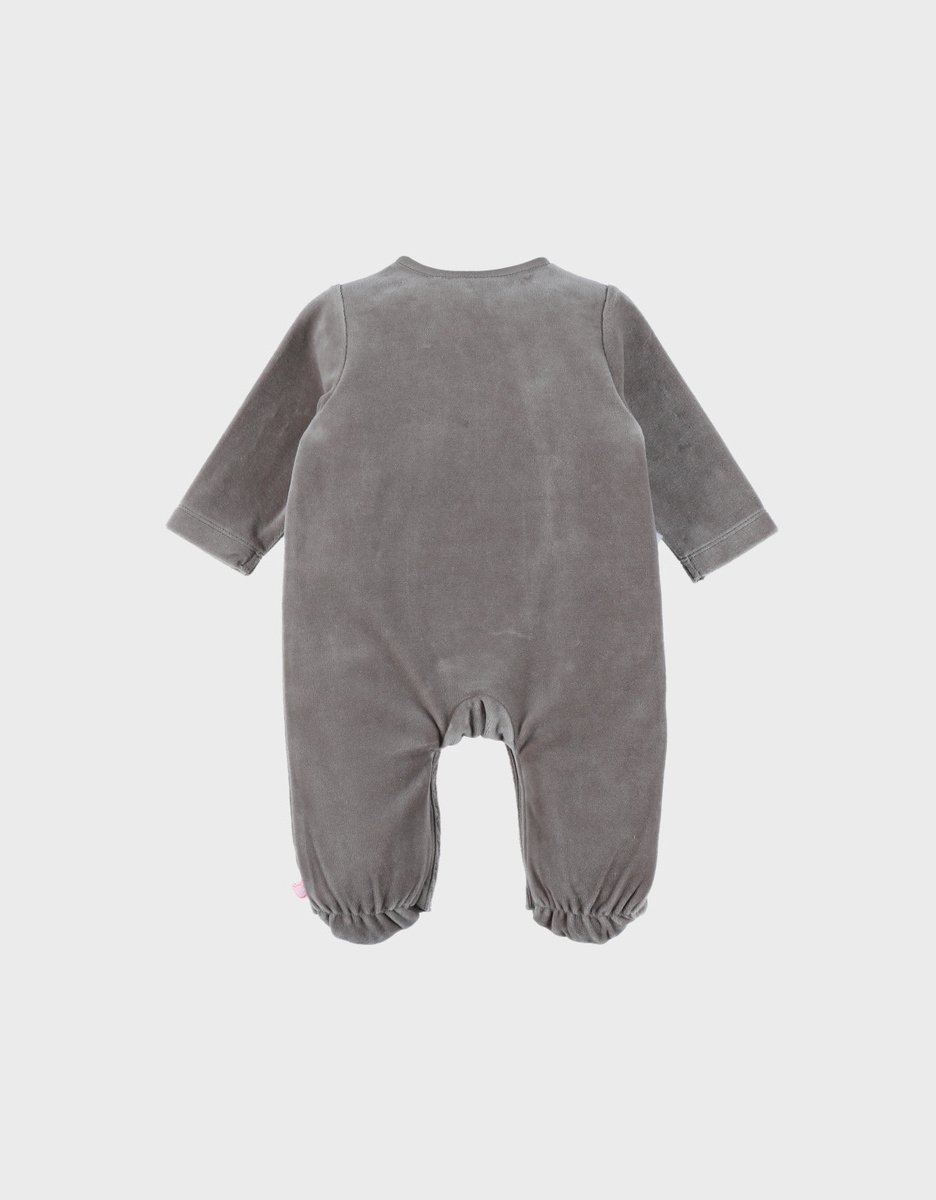 Kaki babypyjama met zebraborduursel in fluweel
