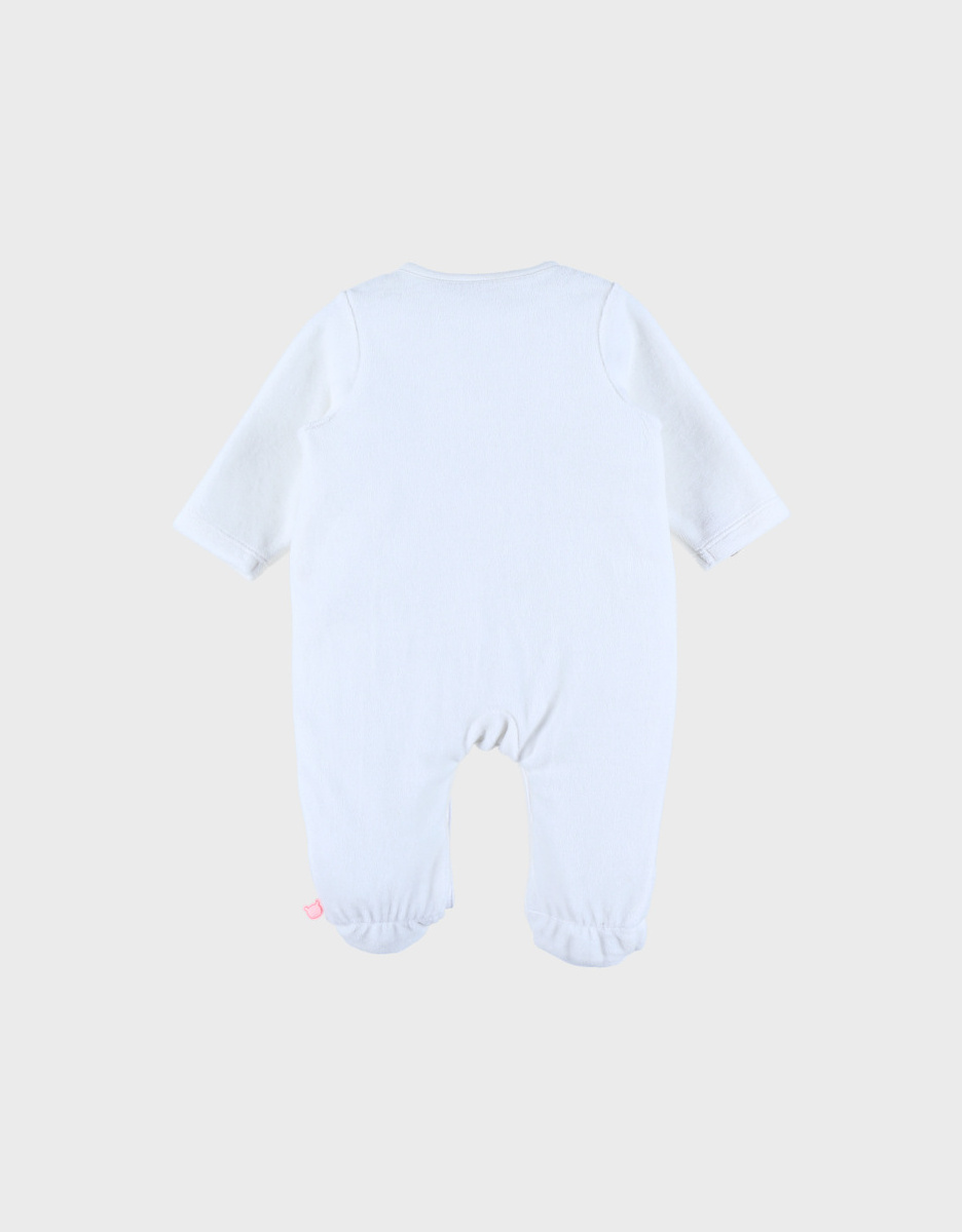 Witte babypyjama met schapenborduursel in fluweel
