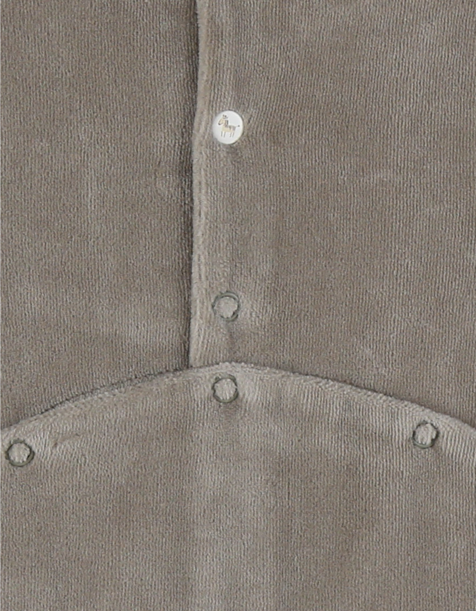 Baby khaki velour sleepsuit with zebra detail

