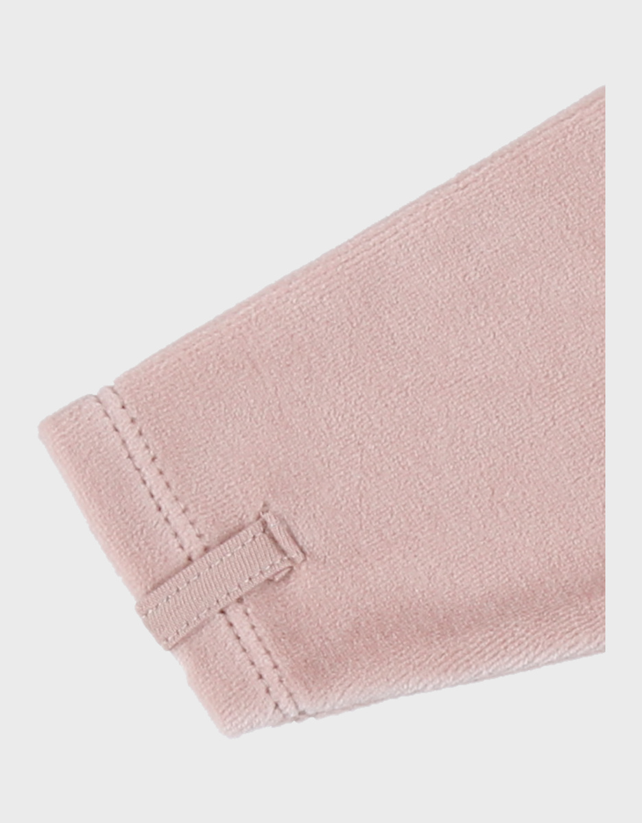 Baby velour sleepsuit with pink bunny detail
