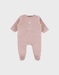 Baby velour sleepsuit with pink bunny detail
